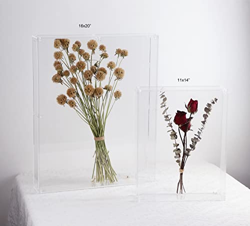 16x20 Acrylic Shadow Box, Assemble Display Case, DIY Tabletop/Wall Mount Display Frame, All Clear Memory Box for Dried Flowers/Kids Room/Birthday/Wedding(16x20x3”, Assemble Frame) - size: 16x20", Assembly Frame