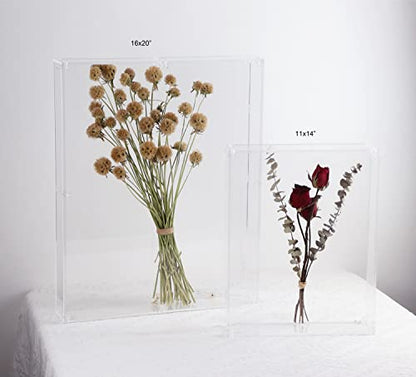 16x20 Acrylic Shadow Box, Assemble Display Case, DIY Tabletop/Wall Mount Display Frame, All Clear Memory Box for Dried Flowers/Kids Room/Birthday/Wedding(16x20x3”, Assemble Frame) - size: 16x20", Assembly Frame