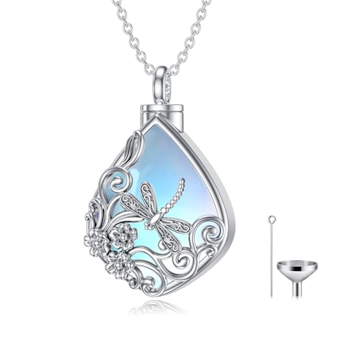 PELOVNY Urn Necklaces for Ashes of Loved Ones 925 Sterling Silver Personalized Heart Locket Urn Necklace Cremation Keepsake Memorial Jewelry Gifts for Women Men - color: Dragonfly Urn-2