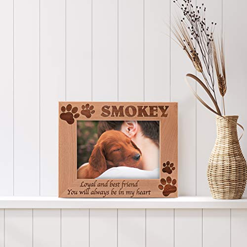 Pet Memorial, Personalized Picture Frame | 5x7 | Loss of Cat, Dog Gifts, Pet Memorial for Cats, Dogs - Loyal & Best Friend, Custom Engraved with Dog's Name & Years - Cat, Dog Owner Gift D#21 - size: 5x7