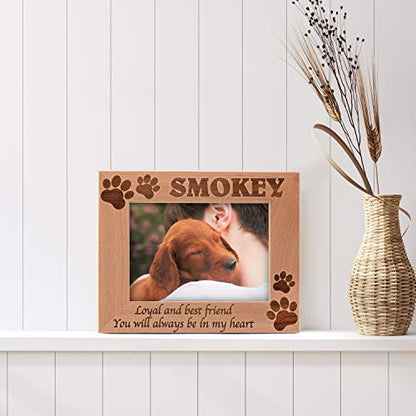 Pet Memorial, Personalized Picture Frame | 5x7 | Loss of Cat, Dog Gifts, Pet Memorial for Cats, Dogs - Loyal & Best Friend, Custom Engraved with Dog's Name & Years - Cat, Dog Owner Gift D#21 - size: 5x7