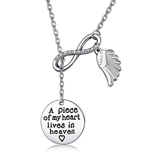 Memorial Jewelry Sympathy Gift A Piece of My Heart Lives In Heaven Lariat Y Necklace Loss Jewelry Gift - color: Y neckalce