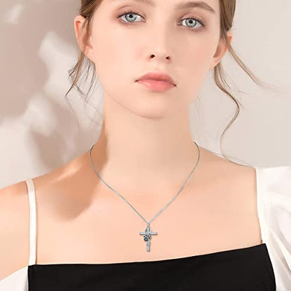 Cross Urn Necklace for Ashes 925 Sterling Silver Cremation Jewelry with Funnel Filler Kit Ashes Necklace for Human Women Girl Pets - color: D_Paw Print Urn Necklace, style: Personalized