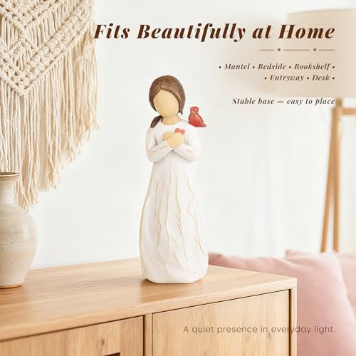 Cardinal Gifts for Women Angel Cardinal Figurine Decor Memorial Sympathy Gifts for Loss of Loved One Hope in Heart - style: Heartfelt