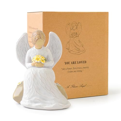 Guardian Angel Statues and Figurines, Hand-Painted Collectible Sculpture | Resin Angels Decorativos, Ornaments Mom Birthday Gifts, Home Decor Ornament - style: Guardian Angel