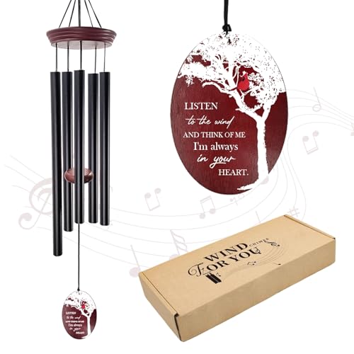 Cardinal Memorial Wind Chimes for Loss of Loved One, Tree of Life | 33.5" Red Cardinal Sympathy Wind Chimes,Remembrance Gift for Loss of Mom Dad - color: Cardinal