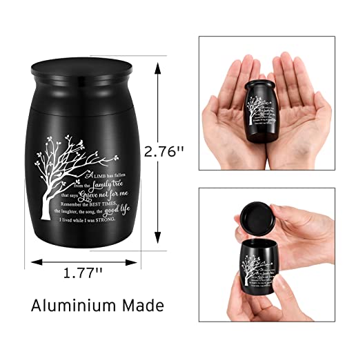 3 Inch Small Aluminum Mini Urn for Ashes - Tree of Life Design - Keepsake for Human Ashes Memorial Holder