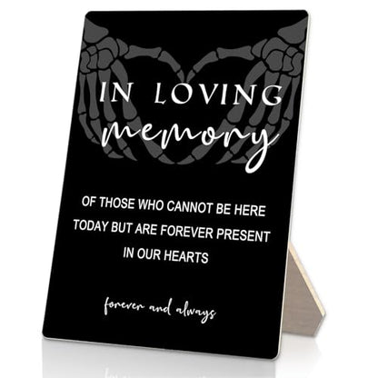 Gothic Wedding Sign, 5x7 inch Wooden Table Sign Stand, Black, In Loving Memory - color: Black 02