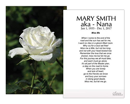 Funeral Memorial Prayer Cards - FPC1015EN White Rose