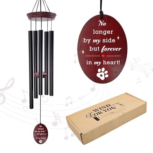 Pet Memorial Wind Chime, Dog Memorial Wind Chimes for Loss of Dog, Tuned Aluminum Tubes in G Scale, Wooden Top, Sympathy Pet Loss Gifts for Garden Patio – Forever in My Heart - size: 2