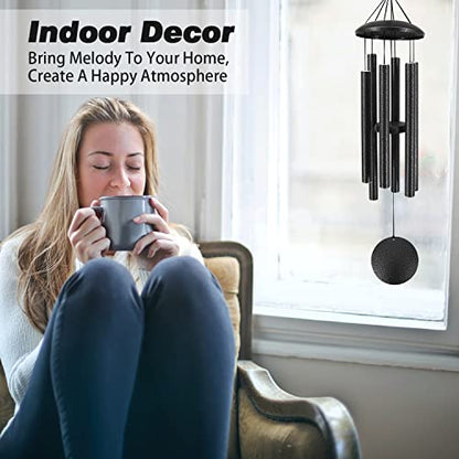 36”Sympathy Wind Chimes in Loving Memory,Tuned Windchimes - size: 36" Black Grey