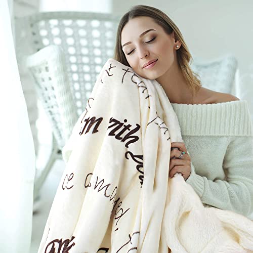 "Get Well Soon Prayer Blanket -DoubleLayer 65"x50" throw blanket for bed | Jeus gift , 100% microfiber polyester , beautiful gift for spiritual women or men. - color: Ivory, size: Isaiah 41:10