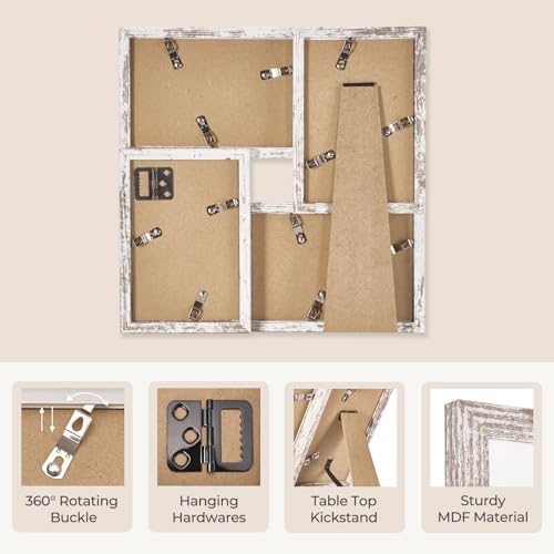 TWING 4x6 Collage Picture Frames Rustic White Wall Collage Photo Frame - color: White