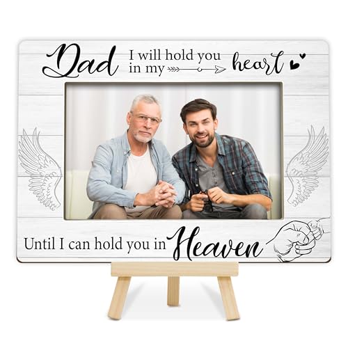 Memorial Gifts Loss of Dad, Sympathy Picture Frame, Remembrance Gifts Wooden Photo Frame with Easel, 4x6 Bereavement Picture Frame for Tabletop Display - G05 - style: Loss of Dad