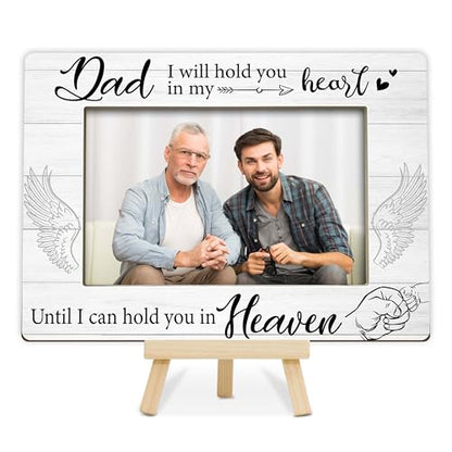 Memorial Gifts Loss of Dad, Sympathy Picture Frame, Remembrance Gifts Wooden Photo Frame with Easel, 4x6 Bereavement Picture Frame for Tabletop Display - G05 - style: Loss of Dad