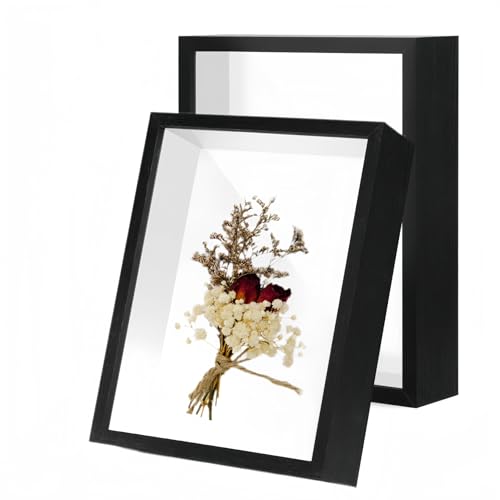 2 Pack 4x6 Shadow Box Frame，HD Glass Wooden Black Hollow Photo Frame,Black Frames for Flower Pressing, Seashell Display Box ,Pet Memorial Shadow Box ( 2pcs 4X6) - color: Black, size: 4X6 2Pack