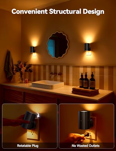 Brightown 2 Pack White Night Lights with Rotating Plug, Amber - color: Amber, size: 2 PACK Black