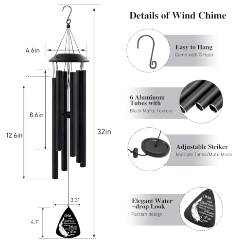 32“Memorial Wind Chimes for Outside - size: 32"Loved one