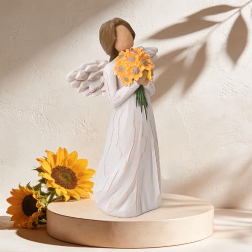 Get Well Gifts for Women After Surgery, 5.1" Hand-Painted Resin Figurines | Angel Holding Sunflower, Encouragement Gift for Recovery, Home Decor for Bedroom - style: Get Well Gifts