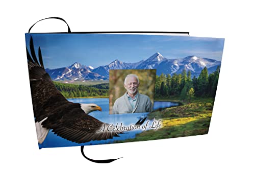 COMMEMORATIVE CREMATION URNS Bald Eagle Photo Funeral Guest Book for Memorial Service and Celebration of Life Guest Book for Memorial Service - Beautiful & Vibrant Sign in Book for Funeral - color: Bald Eagle