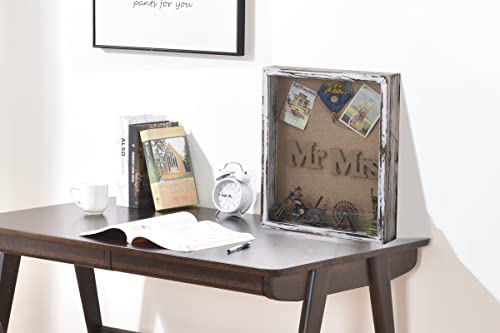 Shadow Box Frame16x20, Extra Large Shadow Boxes Display Cases with Hinged Door, Memorial Shadow Box Frame for Baseball Bouquet Flowers Wedding Jersey Medals Antique Keepsake -Rustic White | Solid Wood; 16x20-Inch Display; 4-Inch External Depth; Hinged Doo