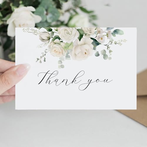 50 Funeral Thank You Cards with Envelopes, Floral Design 4×6 In | Bereavement Cards Bulk, Sympathy Cards for Funeral, Family Friends Loved Ones, Celebration of Life
