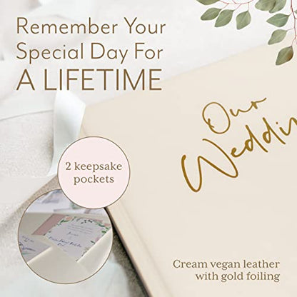 Your Perfect Day Personalized Large Memory Book for Family, Wedding, Anniversary, Guest Memory Book - Photo Album Scrapbook - 50 Blank Pages Can Fit 200 Pictures - Wedding Scrapbook Album (Gold&Cream)