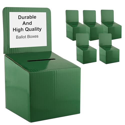 Raffle Ticket Donation Collection Ballot Box Reusable Sturdy thick Cardboard with Slot comment Suggestion Box With Removable Header 6H x 6W x 6D, Display area 6H x 6W(Green 5 pack) - color: Green
