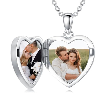Midari Personalized Heart Locket Necklace That Hold 2 Pictures 925 Sterling Silver Oxidized Photo Necklace Memory Custom Photo Lockets Necklaces Jewelry Gifts for Family Women Lover Mom Dad - color: Butterfly, style: Locket+Photo