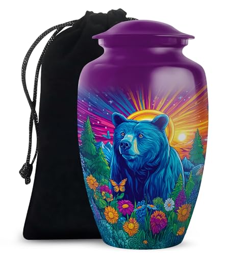 Polar Bear Urn for Ashes for Women - Purple Urns for Human Ashes Adult Female - Large Funeral Ash Holders for Human - Blue Cremation Urn for Adult Male with Velvet Bag 10 Inch - color: Cremation Urn, size: 10 INCH
