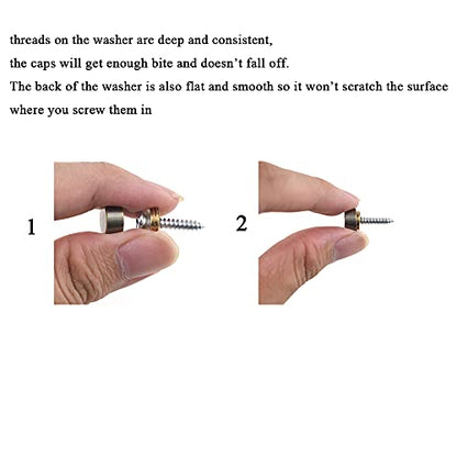 Hahiyo 14mm Diameter Mirror Screws Brushed Copper Material Solid Easy Install Brass Washer Decorative Caps Fasteners Nails Bronze 10 Pairs for Bathroom Mirrors Panels Kitchen Ceiling Arts Crafts - size: 14mm-10sets-Bronze