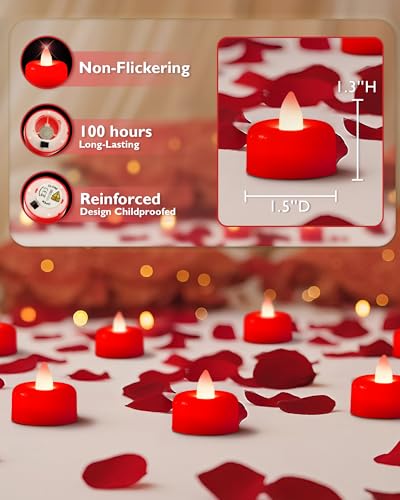 Amagic 12Pack Red Flameless LED Tea Lights Candles Battery Operated - color: Red, size: 12 Pack