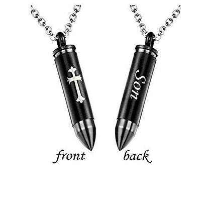 Celtic Cross Bullet Urn Necklaces for Ashes Cremation Jewelry Keepsake Memorial Pendant - style: Son