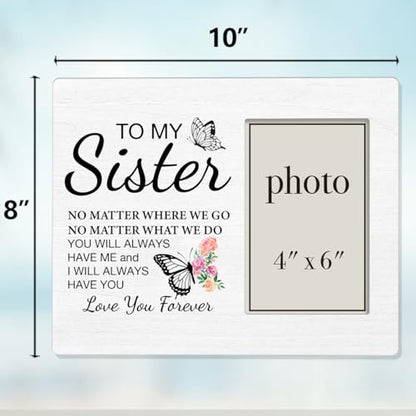 Sister Picture Frame Gifts, Birthday Christmas Gifts for Sisters, to Love You Forever Wood Picture Frame, 4 x 6 Inch Photo - color: multicolour
