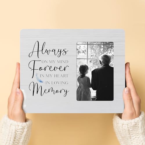 Memorial Gifts for Loss of Loved One, Sympathy Gift Picture Frame, Always on my Mind Forever in My Heart Wooden Picture Frames, 4x6 inch Photo - color: Green