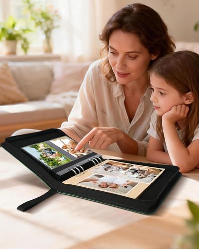 Memorial Photo Album 4x6 100 Photos, Leather Memory DIY Scrapbook with 25 Sheets and 20 Blank Kraft Sheets, Sympathy and Bereavement Gift for Loss of Loved One Condolences Gifts - color: Green