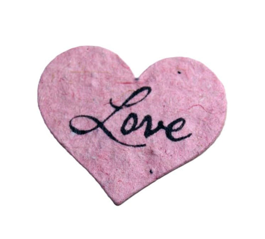 Of The Earth Handmade Paper - Wildflower Seed Paper Small Heart Tags - Calligraphy Variations - 1.75" X 1.5" - Set of 50 (Love 68s Pink Lotka) - color: Love 68s Pink Lotka