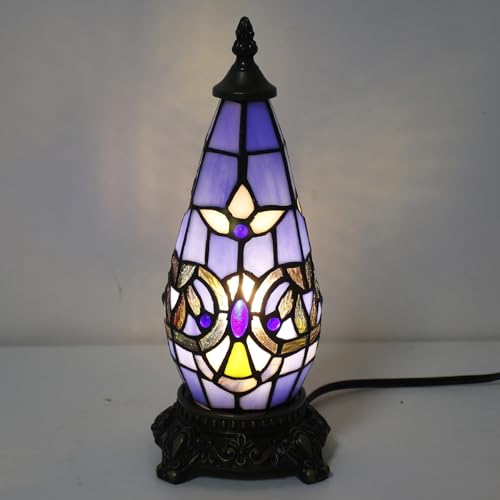 Small Tiffany Stained Glass Table Lamp 5.5X11 Inch, Blue Baroque - color: Stained Glass