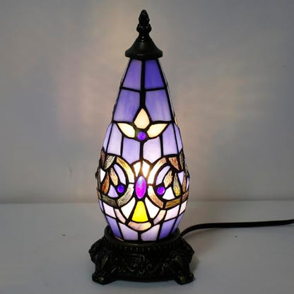 Small Tiffany Stained Glass Table Lamp 5.5X11 Inch, Blue Baroque - color: Stained Glass