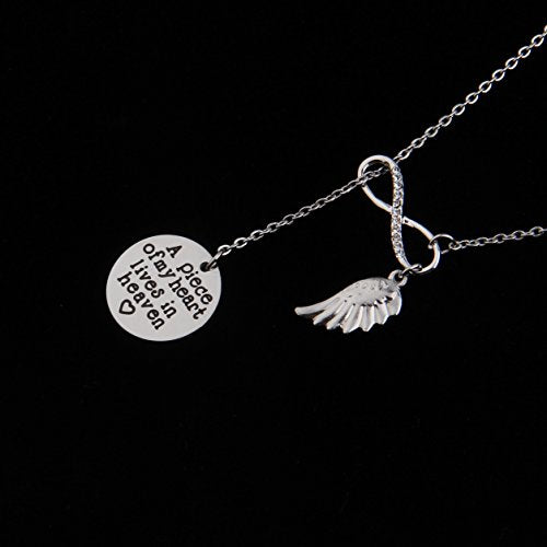 Memorial Jewelry Sympathy Gift A Piece of My Heart Lives In Heaven Lariat Y Necklace Loss Jewelry Gift - color: Y neckalce
