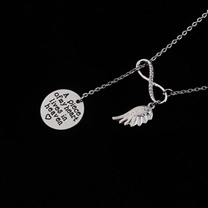 Memorial Jewelry Sympathy Gift A Piece of My Heart Lives In Heaven Lariat Y Necklace Loss Jewelry Gift - color: Y neckalce