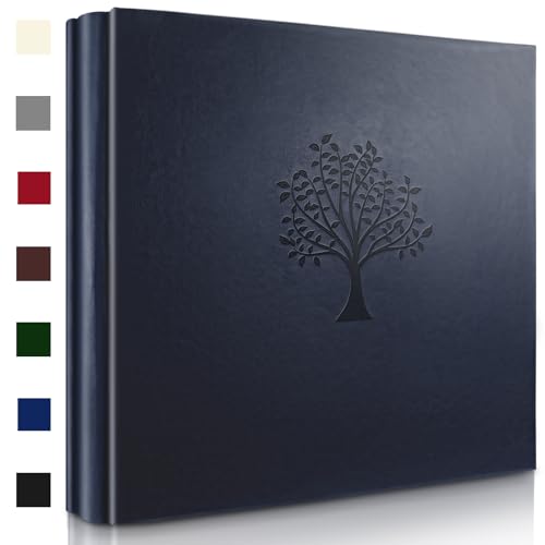 Photo Album 4x6 600 Pockets Slip In Extra Large Capacity | PU Leather Cover Picture Album Holds Horizontal & Vertical Photos for Family Wedding Baby Anniversary Christmas Gift - color: Navy Blue