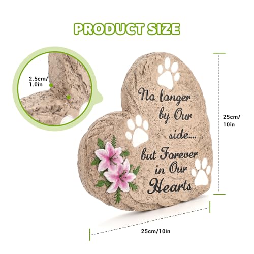 Dog Memorial Gifts for Loss of Dog Sympathy Gift, Heart Shaped Pet Memorial Gifts for Dogs, Pet Dog Memorial Stone Dog Remembrance Bereavement Passing Away Gifts for Indoor, Outdoor, Garden (10 inch)