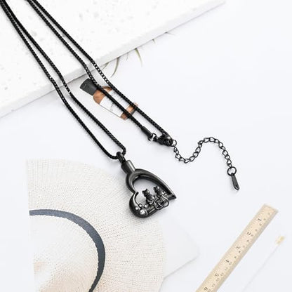 XSMZB Heart Paw Pet Cremation Jewelry for Ashes Cute Cat Memorial Urn Necklace for Women Men Pendant Ashes Holder Keepsake Jewelry - color: Black