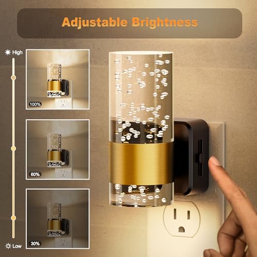 JandCase Night Light, Night Lights Plug into Wall, 3000K Dimmable LED - color: Gold-3000K, size: 1 Pack