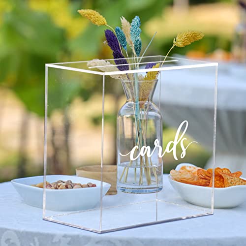 Hooqict Clear Acrylic Wedding Card Box with Slot Large Blank Gift Card Boxes for Reception, Party, Wishing Well, Money Box Holder, Graduation Decorations, Baby Shower - style: Style 1