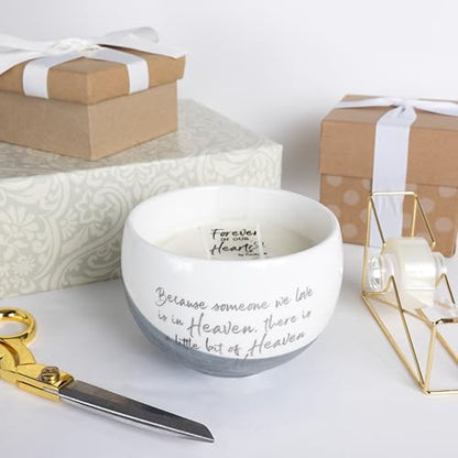Pavilion Gift Company - Someone We Love is in Heaven, There is A Little Bit of Heaven in Our Home - 15oz Soy Wax Candle in Ceramic Vessel in Memory Loss of Loved One Remembrance Bereavement Gift