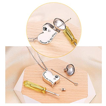 Ladytree 925 Sterling Silver Cremation Urn Necklace for Ashes - style: Paw Print