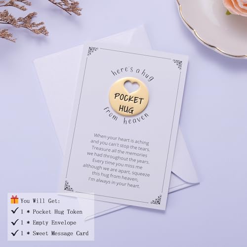 Ralukiia Pocket Hug from Heaven, Metal Engraved Token, Memorial Gift for Loss of Mom Dad Son Daughter Husband Wife Grandpa Grandma Brother Sister, Sympathy Condolence Gifts, Rose Gold - color: rose gold