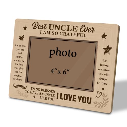 Uncle Photo Frame with Grateful Message Holds 4 x 6 Picture, Charming Wooden Desk Display with “Best Uncle Ever” Design, Thoughtful Gift for Uncles from Niece or Nephew - color: Father09